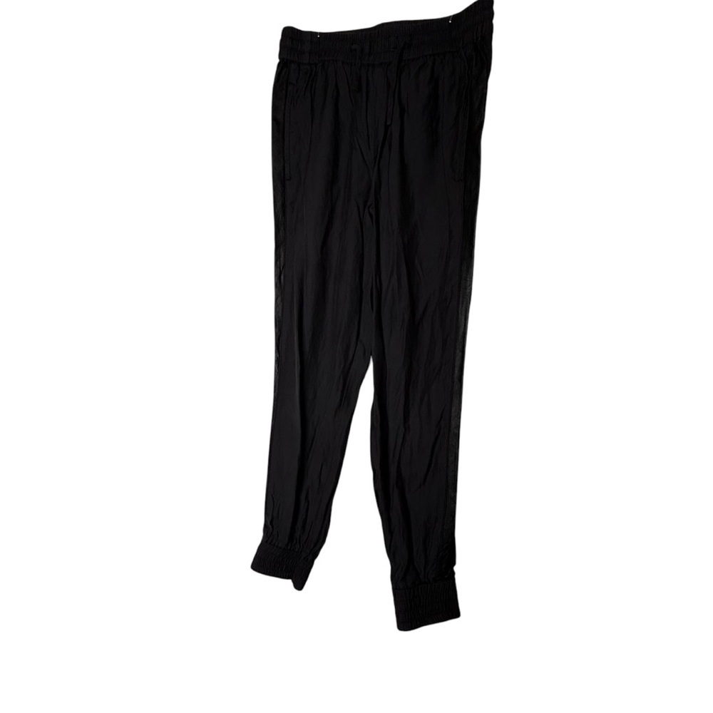 Vince Black Cupro Cotton Joggers Faux Leather Side Stripe Pants Small V068021183 - Picture 1 of 6